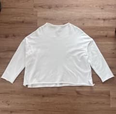 Gauze# 裏毛 ボトルネック 切りっぱなし スウェット プルオーバー 白のサムネイル