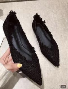 SHEIN フリンジデザイン ブラック フラットシューズのサムネイル