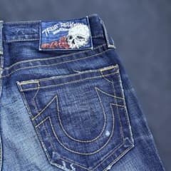TRUE RELIGION スカル刺繍デニムパンツW31お値下げしました - メルカリ