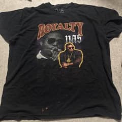 や*お様 Tupac Royalty Nas Rap Tシャツ ブラック Lのサムネイル