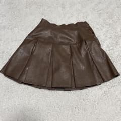 ブラウン レザー　プリーツスカートのサムネイル