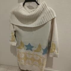 ｗｃ　新品 オフタートル ニット 月 星柄 ホワイトのサムネイル
