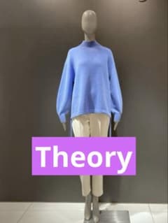Theory ドローストリング付きハイネックニット Theory ドローストリングカシミヤ混 ハイネック ニットセーター ブルー