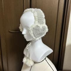 ハンドメイド かぎあみ ハート イヤーマフのサムネイル