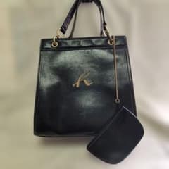 Kitamura キタムラ レザーハンドバッグ 黒 ポーチ付きのサムネイル
