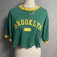み*様 クロップド丈 グリーン×イエロー Brooklynのサムネイル