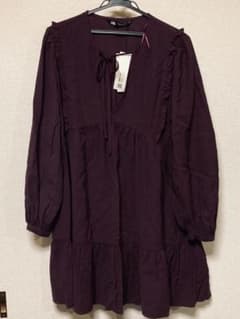 ZARA フリル付きチュニック L ボルドーのサムネイル