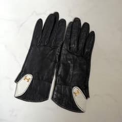 エルメス レザー グローブ 手袋 H金具 ブラック 黒 サイズ7 本革