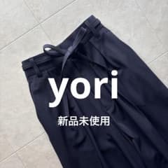 新品未使用】 yori shirocon ウエストリボンダブルタックパンツ - メルカリ