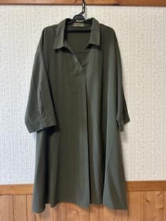 オリーブグリーン 長袖シャツワンピース 4Lのサムネイル