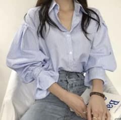 ストライプシャツ 韓国服 レディース韓国服 シャツ トップスのサムネイル