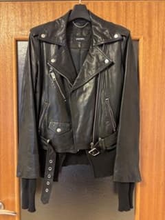 【美品】DIESEL ニットレイヤード ダブルライダースジャケット