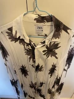 ZARA 花柄 長袖シャツ ホワイトのサムネイル