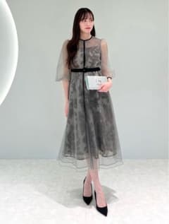Leja】チュールパイピングリーフベルトAラインドレスワンピース - メルカリ