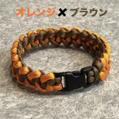 ブレスレット オレンジ ブラウン パラコード ハンドメイド キャンプ アウトドアのサムネイル