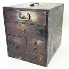 Meiji era hanging inkstone, small chest of drawers, antique folk art, ship chest style storage box, antique R8SD350