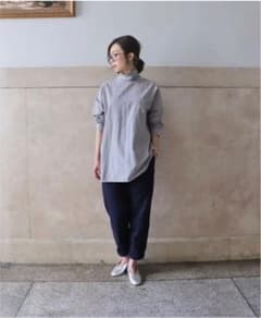 【YAECA】チノパン 29 ネイビー ワイドテーパードチノのサムネイル
