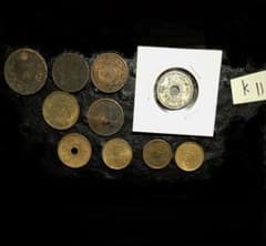 専用品　古銭　外国　　海外　外貨　旧硬貨　近代貨幣　まとめ　銅貨　銭 K11無効銭明治～昭和近代貨幣類銅貨40.13g10枚趣味の古銭 - メルカリ