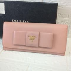プラダ サフィアーノ フィオッコ 長財布 ピンク リボン - メルカリ