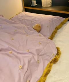 Casselini HOME フリンジ掛布団カバー 枕カバー セット ラベンダー