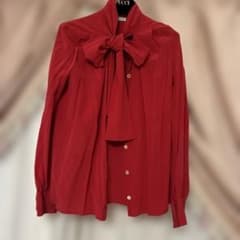 BARNEYS NEWYORK シルク100% ボウタイブラウス ピンクのサムネイル