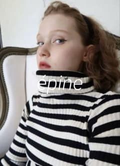 epine ハイネックボーダーニット アイボリー エピヌ ビッグシルエットが可愛い❤︎♡Éé high neck big border knit