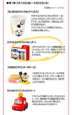 ちいかわ　ハチワレのマクドナルドカレンダーのサムネイル