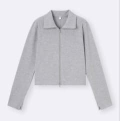 GU リブダブルジップカーディガン　Mサイズ 長袖 カットソー グレーのサムネイル