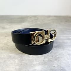 極美品】フェラガモ ベルト ダブルガンチーニ リバーシブル ゴールド