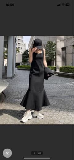 ZOZO限定　パフスリーブレイヤードマーメイドニットワンピースのサムネイル