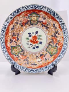 日肥其泉 昭和年製 極錦金彩 古伊万里様式 有田焼 兜鉢 飾皿大皿 36cm 日肥其泉 昭和年製 極錦金彩 古伊万里様式 有田焼 兜鉢 飾皿大皿 36cm