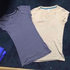 Vネック シンプル Ｔシャツ グレー ブラウン 無地 S 美品 2枚セットのサムネイル