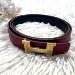 極美品】エルメス ベスト Hロゴ リバーシブル ゴールド金具 コン