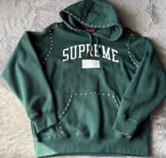 Supreme スタッズ付きフードパーカー ダークグリーン - メルカリ
