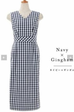 ワンピース　liala ネイビー　ギンガム　美品のサムネイル