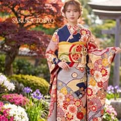 成人式 振袖 フルセット 正絹 紺地 絞り 155cm~165cm用【1019】 - メルカリ