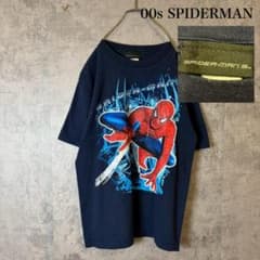 00s MARVEL 스파이더 맨 Y2K 라메 프린트 피치 T DM1613