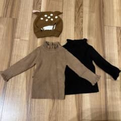 リブ編みセーター2点セット + 鹿デザインの帽子のサムネイル