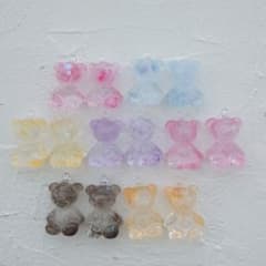7ペア　くま　レジン　パーツ　透明カン付のサムネイル