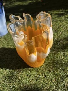 ヴィンテージ ガラス フラワーベース 花瓶 レトロ ミッドセンチュリー
