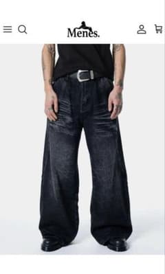 MENES Black Faded Wide Leg Jeans Mサイズのサムネイル