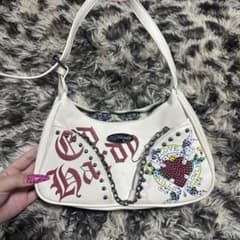 Ed Hardy ショルダーバッグ ホワイト y2kキラキラ‪‪❤︎‬☠️のサムネイル