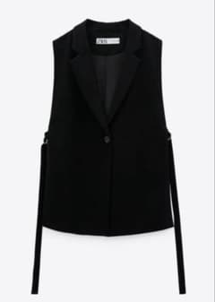 ZARA ノースリーブ ベスト ジレ　スリットブラック - 5