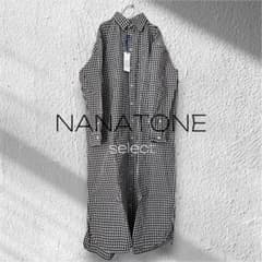 新品 NANATONE 購入 ギンガムチェック ロング シャツ ワンピース 春 