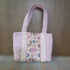 ハンドメイド ハートキルティング トートバッグのサムネイル