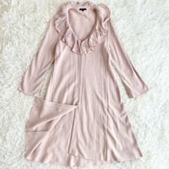 【美品】トゥービーシック　ロングカーディガン　フリル　ピンク　コットン　40