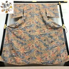 MK-1715 小紋 型染 風景柄 縮緬 しつけ糸 MK-1024 小紋 縮緬 松や竹と風景柄 しつけ糸 狐色 - メルカリ