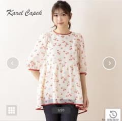 [新品タグ付] ジョリープッぺ　チェリーとティーカッププリントブラウス　４6 新品タグ付] ジョリープッぺ チェリーとティーカッププリントブラウス