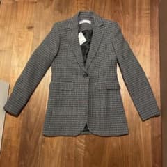 ZARA 新品タグ付きウール ブレンド ブレザー エルボーパッチ 千鳥格子