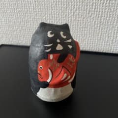 希少✤ 六原張子 起き上り小法師 鯛もちにゃー 民芸品 にゃー 黒色
